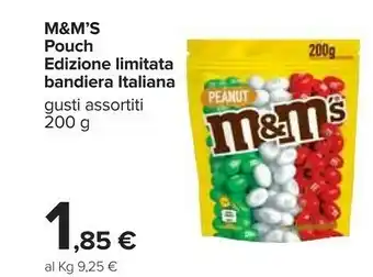 Carrefour M&M's Pouch Edizione Limitata Bandiera Italiana offerta