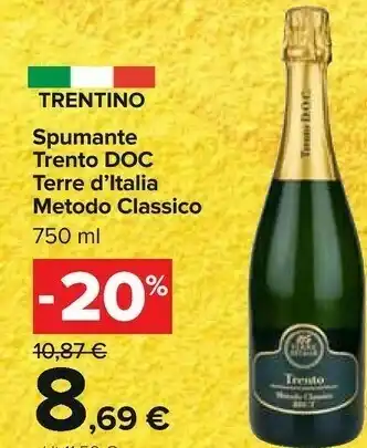 Carrefour Metodo Classico Trento DOC Spumante 750 Ml offerta
