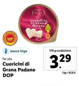 Lidl For you - cuoricini di grana padano dop offerta