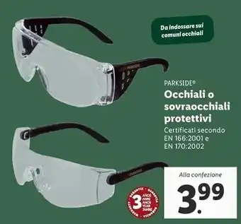 Lidl Parkside occhiali o sovraocchiali protettivi offerta