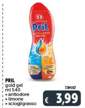 Pril gold gel ml 540 antiodore limone sciogligrasso