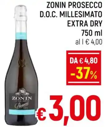 A&O ZONIN PROSECCO D.O.C. MILLESIMATO EXTRA DRY 750 ml offerta