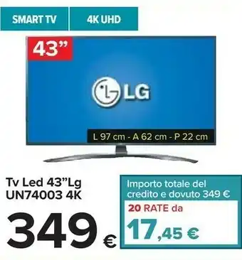 Carrefour LG Tv Led 43 UN74003 offerta