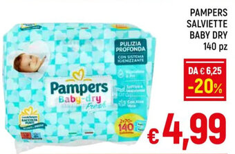 A&O PAMPERS SALVIETTE BABY DRY 140 pz offerta