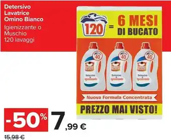 Carrefour Omino Bianco Detersivo Lavatrice 120 Lavaggi offerta