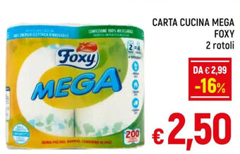 A&O CARTA CUCINA MEGA FOXY 2 rotoli offerta
