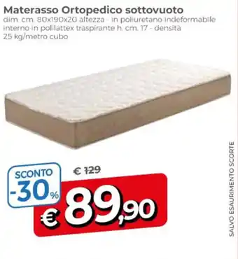 Materasso Ortopedico sottovuoto dim. cm. 80x190x20