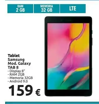 Carrefour Samsung Samsung Galaxy Tab A SM-T290NZKA tablet 32 GB 20,3 cm (8") 2 GB 802.11a Nero offerta