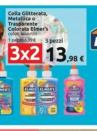 Carrefour Elmer's Colla Glitterata, Metallica O Trasparente Colorata offerta