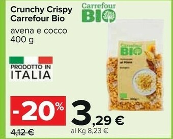 Carrefour Carrefour - Bio Crunchy Crispy Avena E Cocco Biologico 400 G(ml) offerta