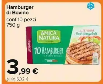 Carrefour Natura amica Hamburger Di Bovino offerta