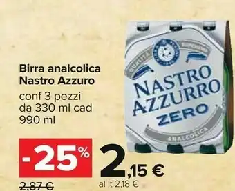Carrefour Nastro Azzurro Birra Analcolica offerta