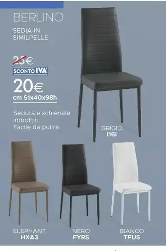 Mondo Convenienza Berlino Sedia In Similpelle offerta