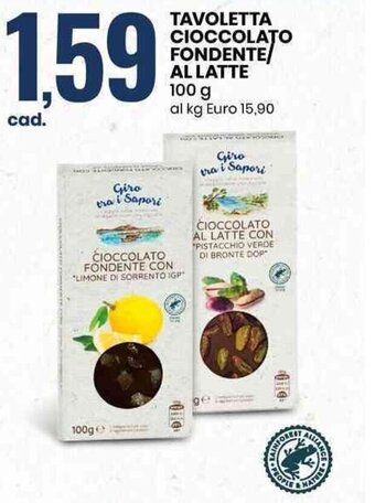Eurospin TAVOLETTA CIOCCOLATO FONDENTE/ AL LATTE 100 g offerta
