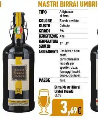 C+C Italmarket Birra Mastri Birrai Umbri Bionda cl.75 offerta