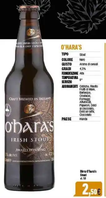 C+C Italmarket Birra O'hara's Stout cl. 50 offerta