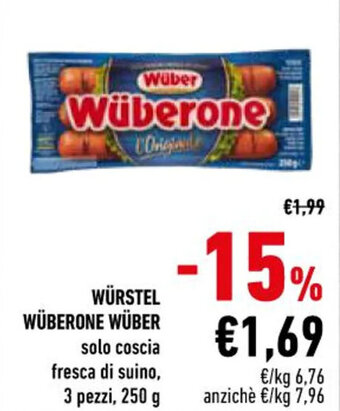 Conad WÜRSTEL WÜBERONE WÜBER 3 pezzi, 250 g offerta