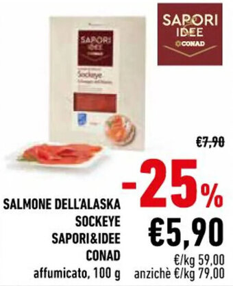 Conad SALMONE DELL'ALASKA SOCKEYE SAPORI&IDEE CONAD 100 g offerta