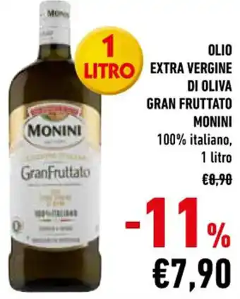 Conad MONINI OLIO EXTRA VERGINE DI OLIVA GRAN FRUTTATO 1 litro offerta