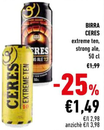 Conad BIRRA CERES 50 cl offerta
