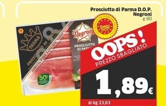 Sigma Negroni prosciutto di parma d.o.p. offerta