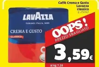 Sigma Lavazza caffè crema e gusto offerta