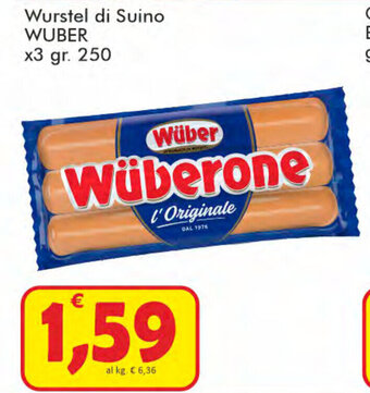 Paghi Poco Wüber Wurstel di Suino x3 250gr. offerta