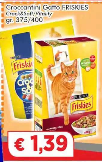 Paghi Poco Purina Friskies Croccantini Gatto 375/400gr. offerta