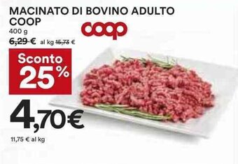 Coop MACINATO DI BOVINO ADULTO coop 400 g offerta