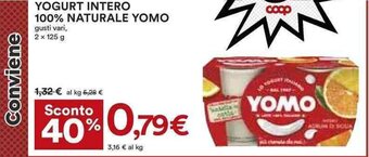 Coop YOGURT INTERO 100% NATURALE YOMO gusti vari, 2 x 125 g offerta