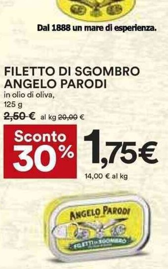 Coop FILETTO DI SGOMBRO ANGELO PARODI in olio di oliva,, 125 g offerta