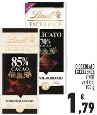 Conad Superstore CIOCCOLATO EXCELLENCE LINDT vari tipi 100 g offerta