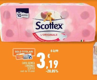 Conad Superstore CARTA IGIENICA L'ORIGINALE SCOTTEX conf. da 10 rotoli offerta
