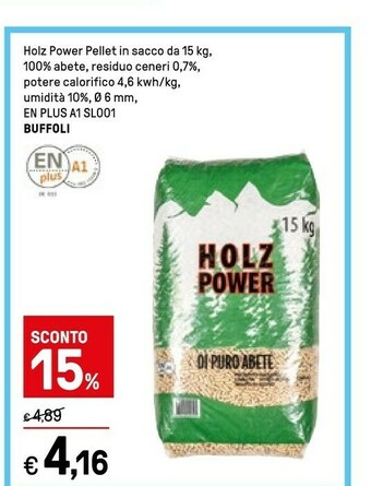 Iper La Grande Buffoli Holz Power Pellet In Sacco offerta