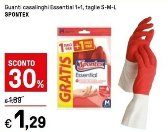 Iper La Grande Spontex Guanti Casalinghi Essential 1+1, Taglie S-m-l offerta