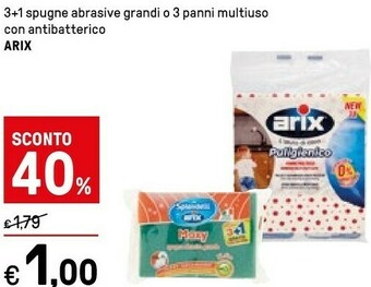 Iper La Grande Arix 3+1 Spugne Abrasive Grandi O 3 Panni Multiuso Con Antibatterico offerta