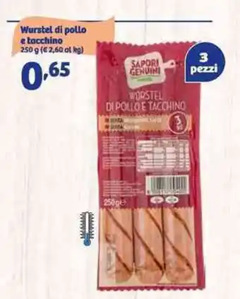 In'S Mercato SAPORI GENUINI Wurstel di pollo e tacchino 250 g offerta