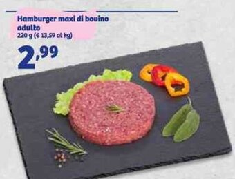Hamburger maxi di bovino adulto 220 g