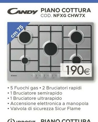 Mondo Convenienza Candy Piano Cottura NFXG CHW7X offerta