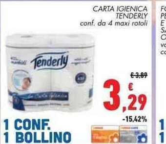 Conad Superstore CARTA IGIENICA TENDERLY conf. da 4 maxi rotoli offerta