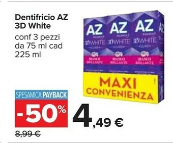 Carrefour Az Dentifricio 3D White offerta