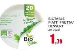 Happy Casa BIOTABLE PIATTI FRUTTA/ DESSERT 20 pezzi offerta