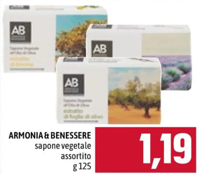 Famila ARMONIA & BENESSERE sapone vegetale assortito g 125 offerta