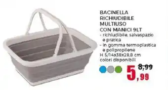 Happy Casa BACINELLA RICHIUDIBILE MULTIUSO CON MANICI 9LT offerta