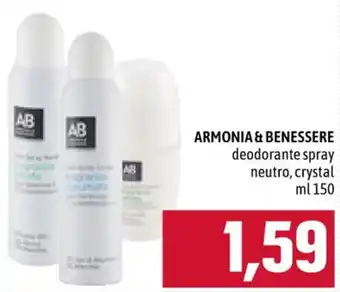 ARMONIA & BENESSERE deodorante spray neutro, crystal ml 150