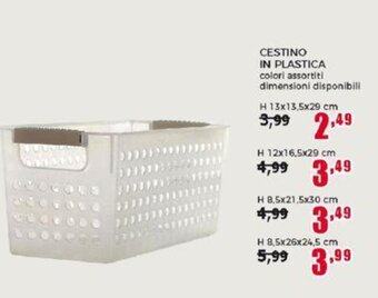 CESTINO IN PLASTICA H 13x13,5x29 cm