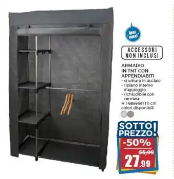 Happy Casa ARMADIO IN TNT CON APPENDIABITI H 168x46x110 cm offerta