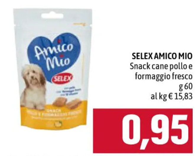 Famila SELEX AMICO MIO Snack cane pollo e formaggio fresco g60 offerta