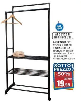 Happy Casa APPENDIABITI CON 3 RIPIANI E SCARPIERA offerta