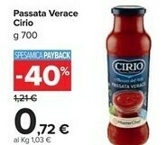 Carrefour Cirio La Verace Passata 700 G(ml) offerta